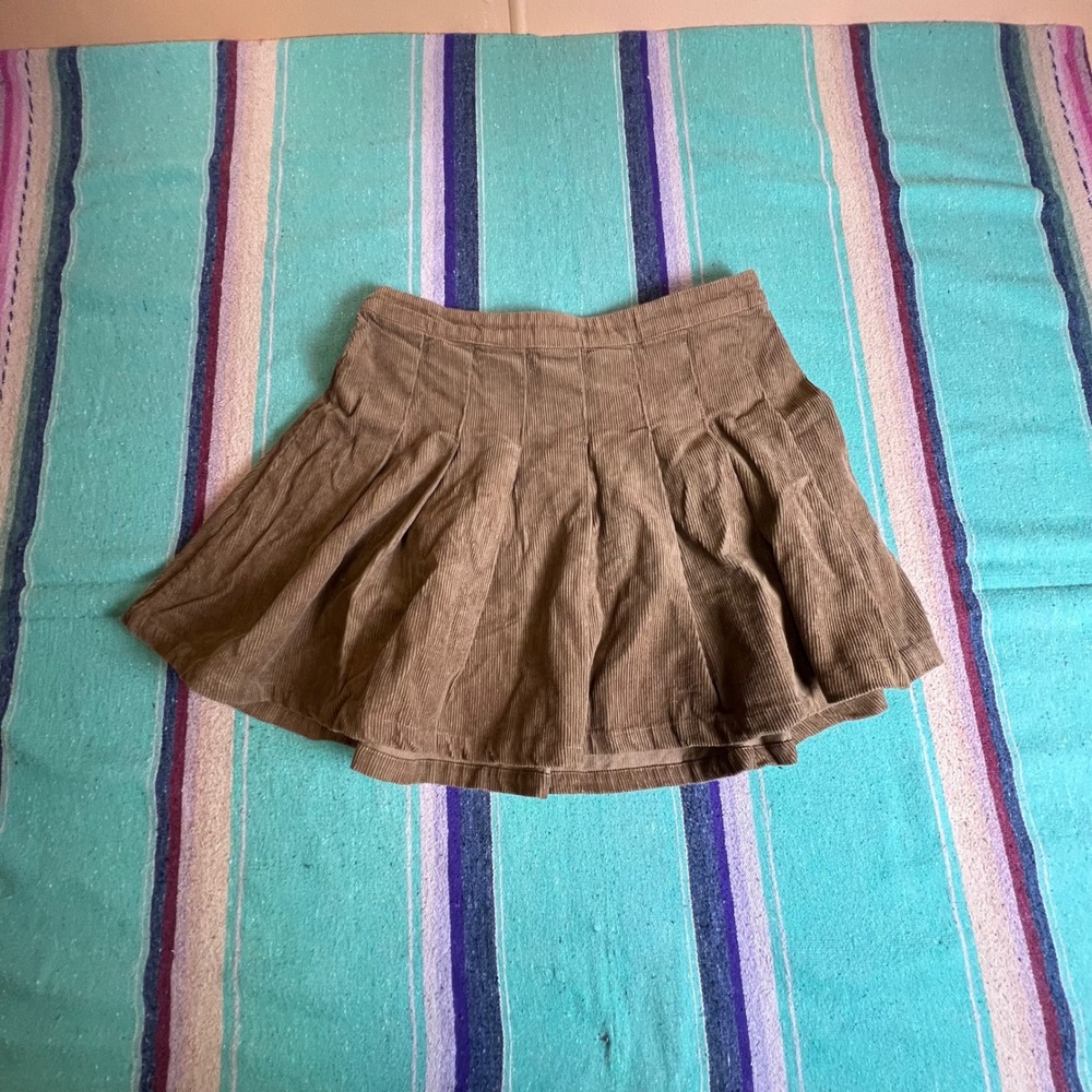 Indigo Rising Corduroy Skirt Womens M Brown Pleated Mini Skater PW2003230
